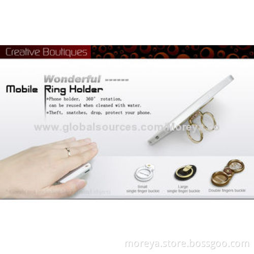 Mobile Phone Accessory Finger Ring Holder, Zinc Alloy Material, with Black/White/Coffee Colors
